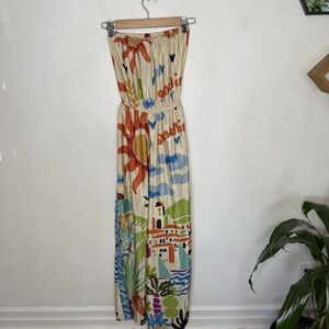 True Destination Resort Wear Jumpsuit Womens XS Strapless Split Leg‎ Swim Cover